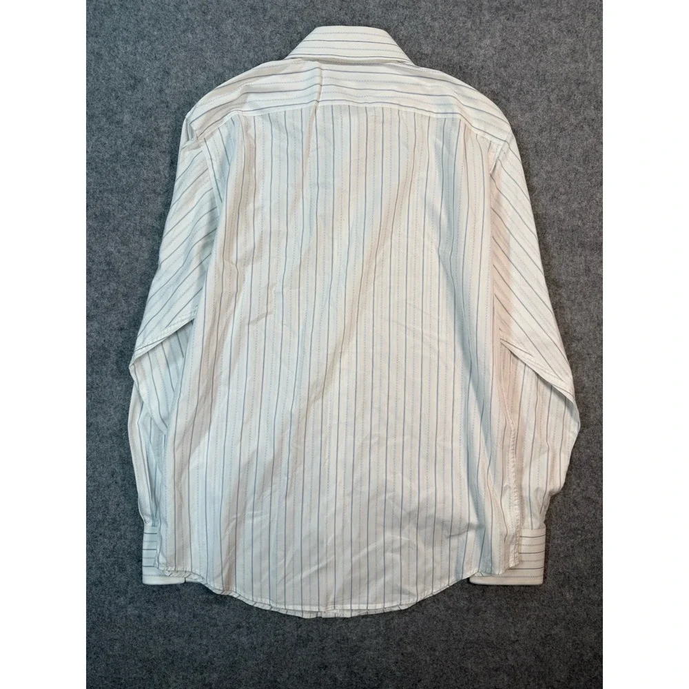 Banana Republic Mens Medium White Blue Striped Cotton Long Sleeve Button Down